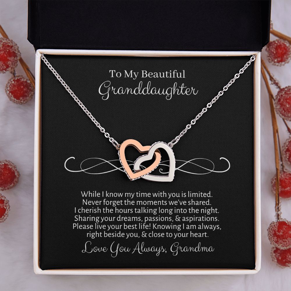 To My Granddaughter Necklace Gift, From Grandma, Fancy Black