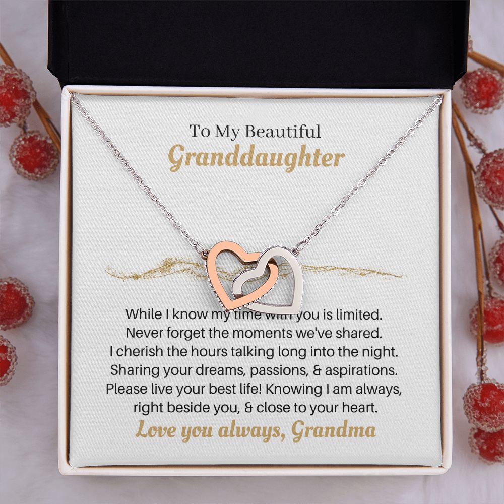 To My Granddaughter Necklace Gift, From Grandma, White Gold