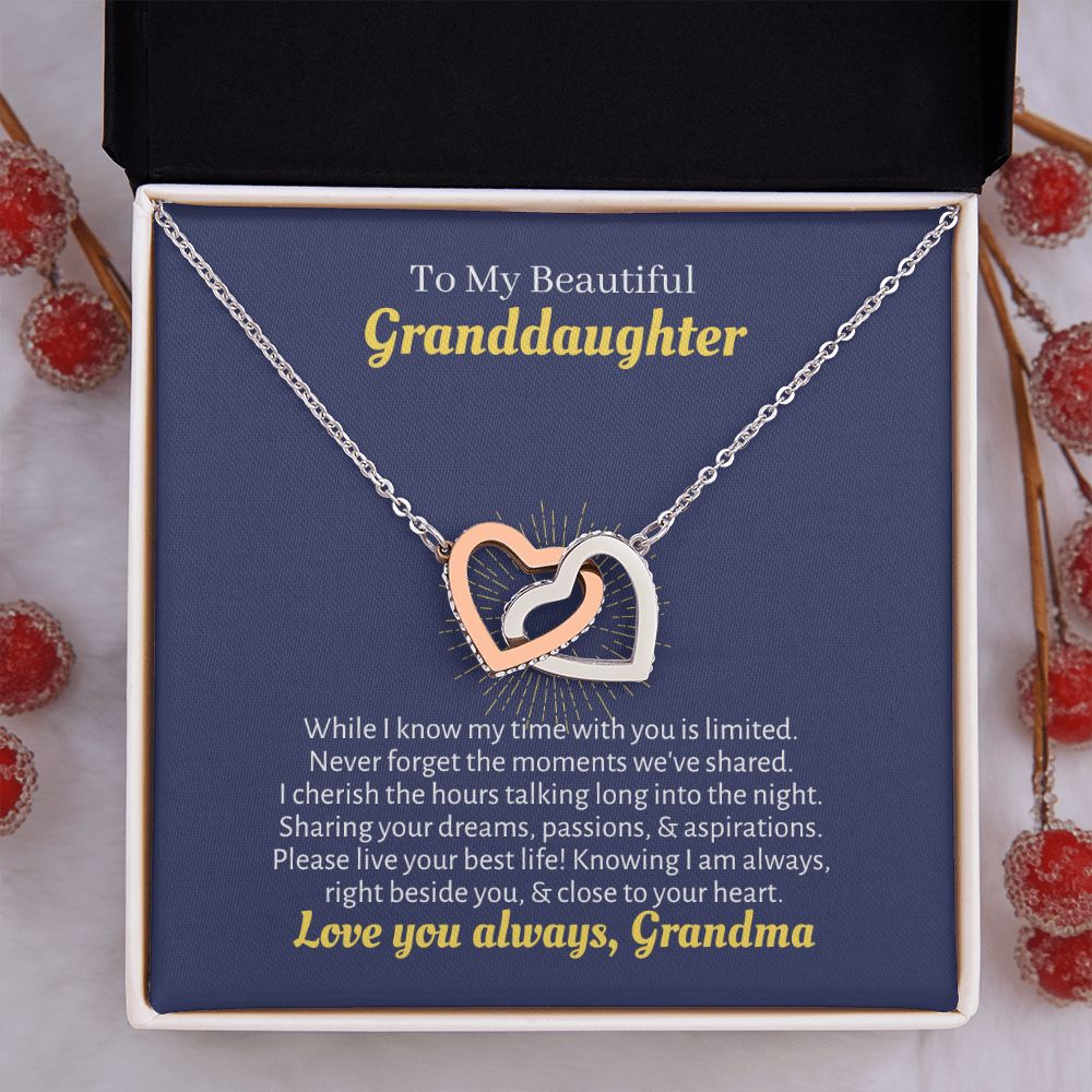 To My Granddaughter Necklace Gift, From Grandma, Blue