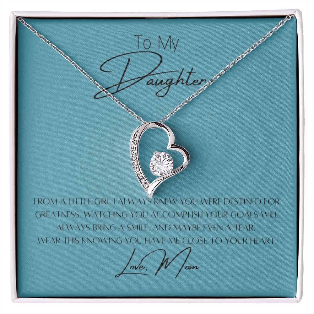 To My Daughter Heart Necklace & Gift Message, From Mom, Blue