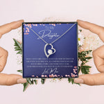 Load image into Gallery viewer, To My Daughter Heart Necklace &amp; Gift Message, From Mom, Dark Blue held by your mom
