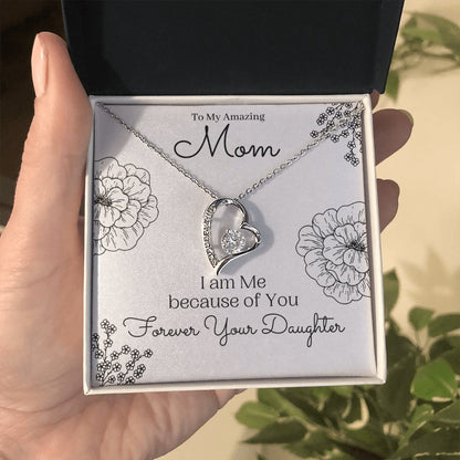 My Amazing Mom Necklace & Card being held for scale