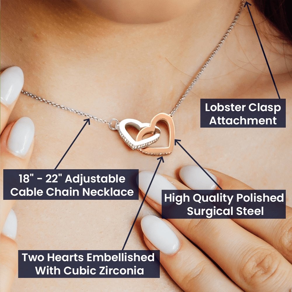 Best mom ever Interlocked hearts necklace features