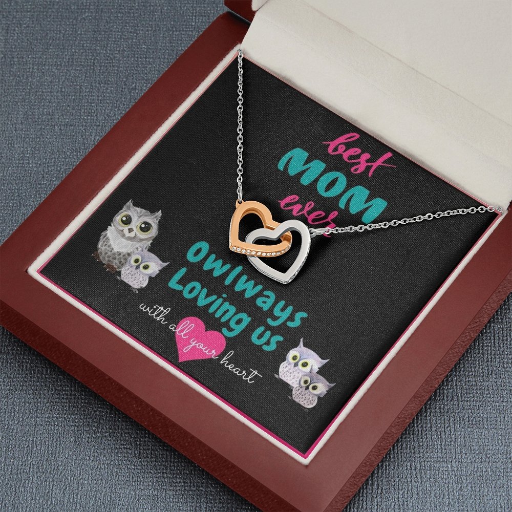 Best mom ever Interlocked hearts necklace luxury box