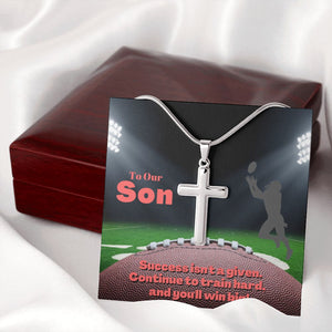 To Our Son, Cross Necklace & Card Gift, Football Receiver
