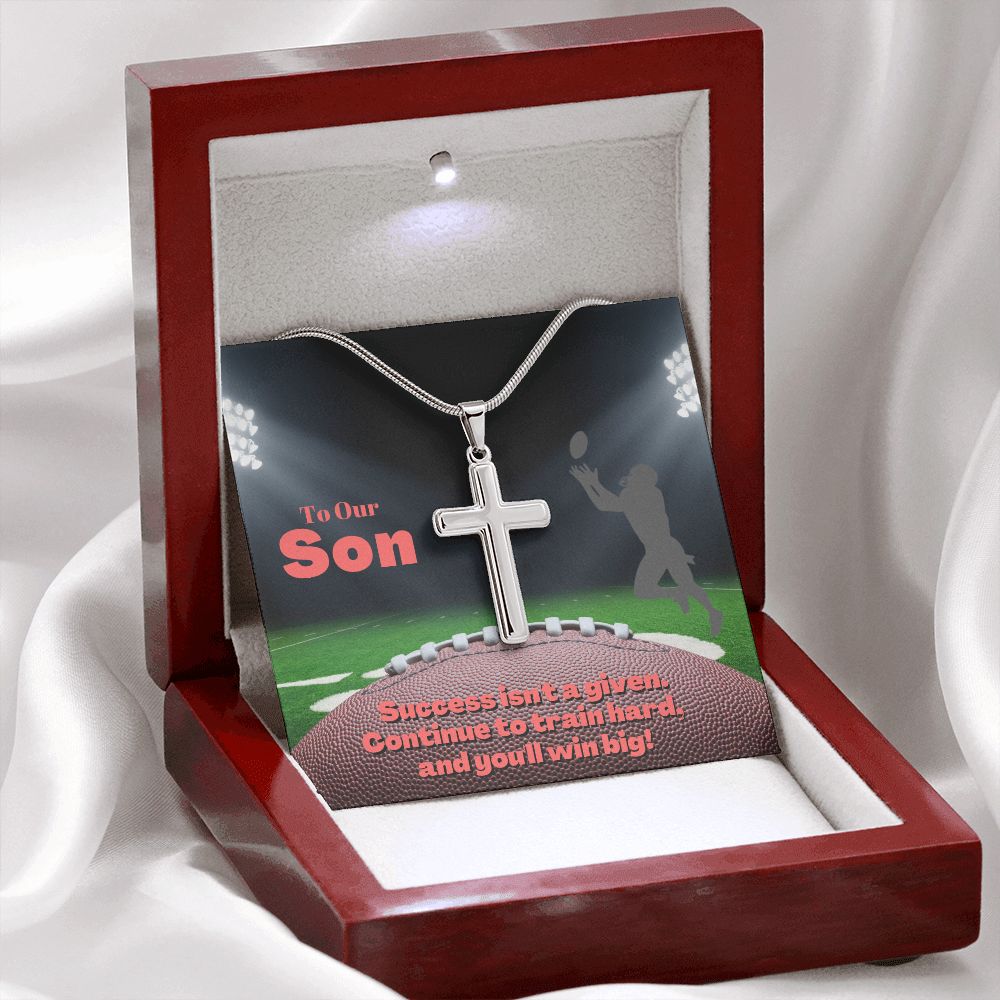 To Our Son, Cross Necklace & Card Gift, Football Receiver