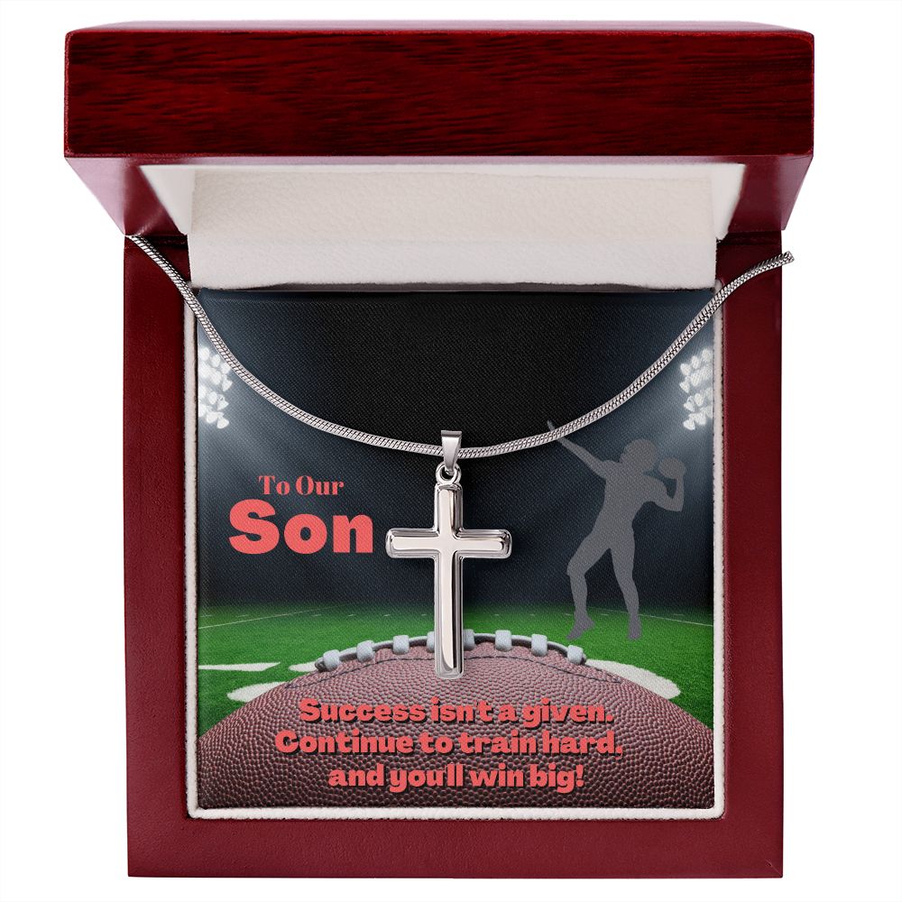 To Our Son, Cross Necklace & Card Gift, Football Quarterback