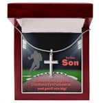 Load image into Gallery viewer, To Our Son, Cross Necklace &amp; Card Gift, Football Running Back
