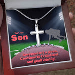 Load image into Gallery viewer, To Our Son, Cross Necklace &amp; Card Gift, Football Defense
