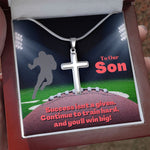 Load image into Gallery viewer, To Our Son, Cross Necklace &amp; Card Gift, Football Running Back
