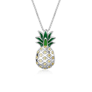 Sterling Silver Pineapple Pendant Necklace Jewelry Gift for Women