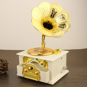 Phonograph Box Christmas Birthday Holiday Gift Music Box Best Gift Table Decor