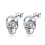 Load image into Gallery viewer, Sterling Silver Tiny Skull Earrings for Women
