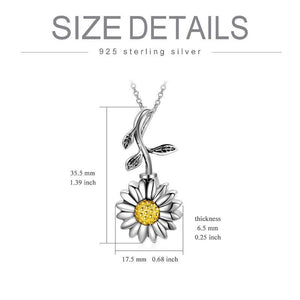 Sunflower Silver Urn Necklace Keepsake Ashes Hair Memorial Pendant Locket