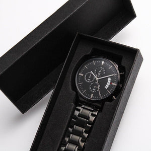Chronograph Watch in Black in black standard box