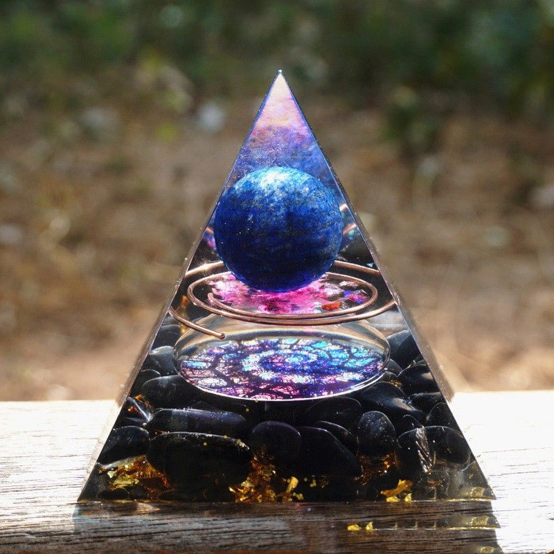 Decorative Crystal Energy Pyramid with the blue ball