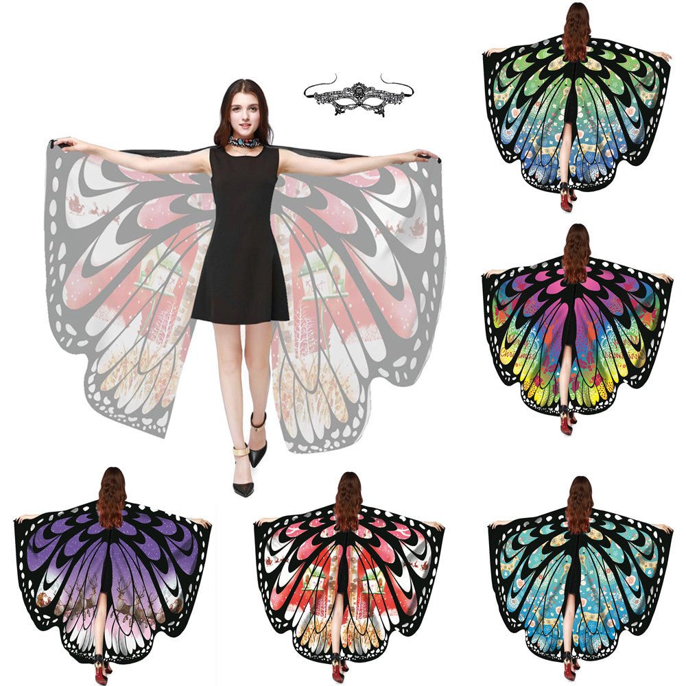 Women Butterfly Wings Shawl Scarves Ladies Nymph Pixie Poncho Costume Accessory