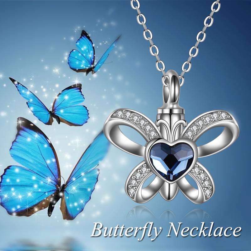 Butterfly Heart Crystal Urn Necklace for Women