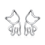 Load image into Gallery viewer, Sterling Silver Cat Stud Earrings for Women
