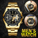 Load image into Gallery viewer, Waterproof Gold Men&#39;s Watch Classic Stainless Steel Quartz Wristwatch For MEN
