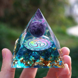 Decorative Crystal Energy Pyramid in blue and purple