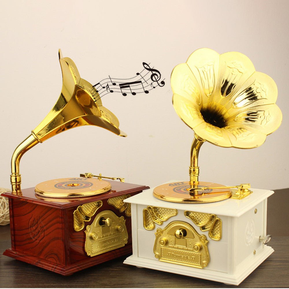 Phonograph Box Christmas Birthday Holiday Gift Music Box Best Gift Table Decor