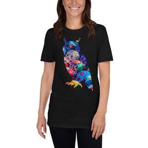KingWood Sugar Skull Owl Short-Sleeve T-Shirt, Unisex in black