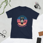 Load image into Gallery viewer, Sunset Owl Short Sleeve T-Shirt, Unisex in navy blue

