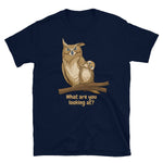 Load image into Gallery viewer, KingWood Owls What Are You Looking At Short-Sleeve T-Shirt, Unisex in navy blue
