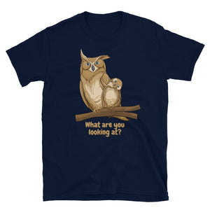 KingWood Owls What Are You Looking At Short-Sleeve T-Shirt, Unisex in navy blue