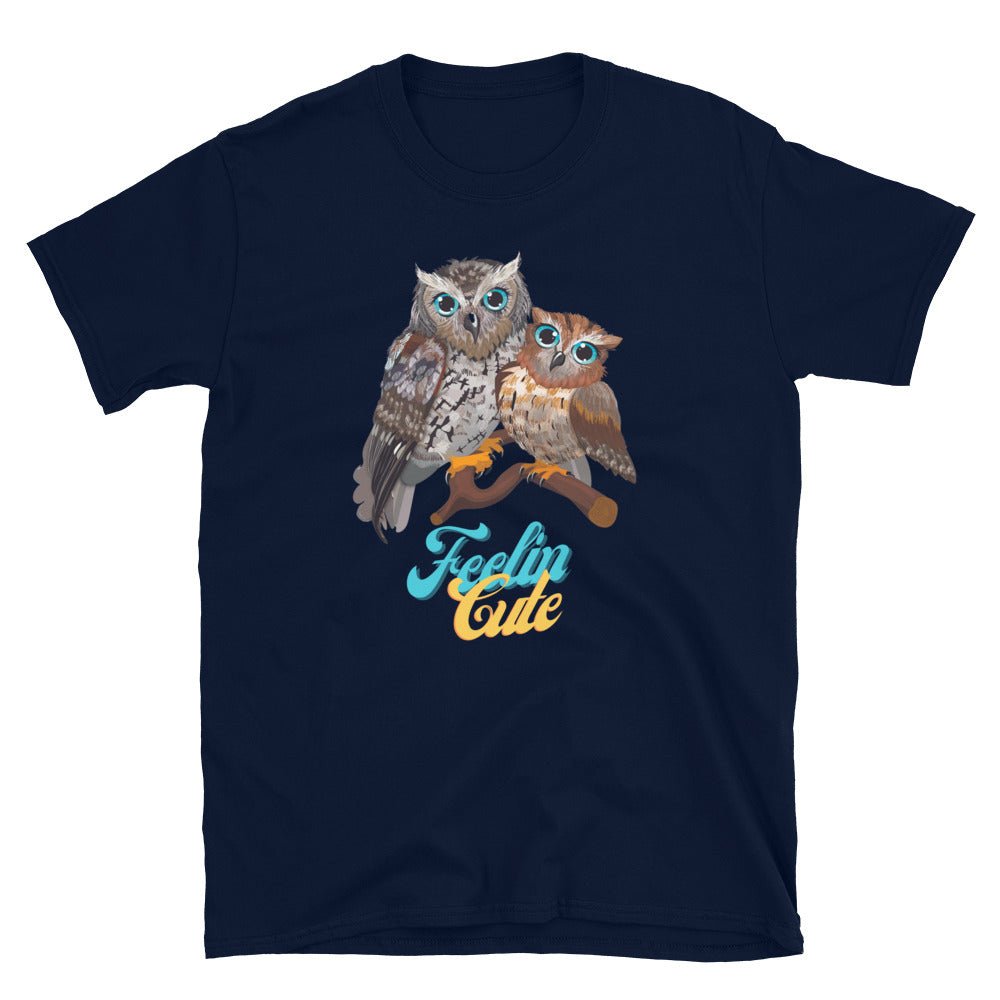 KingWood Owls Feelin Cute Short-Sleeve T-Shirt, Unisex in navy blue