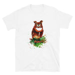 Load image into Gallery viewer, KingWood Watercolor Owl Short-Sleeve T-Shirt, Unisex in white
