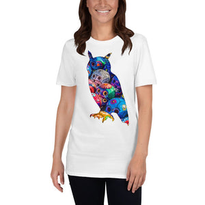 KingWood Sugar Skull Owl Short-Sleeve T-Shirt, Unisex in white
