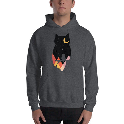 Mountain Moonlight Owl Hoodie, Unisex charcoal