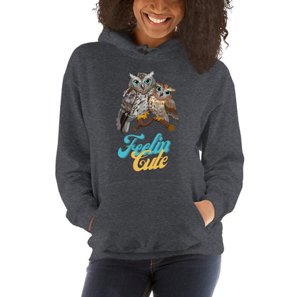 KingWood Owls Feelin Cute Hoodie, Unisex charcoal