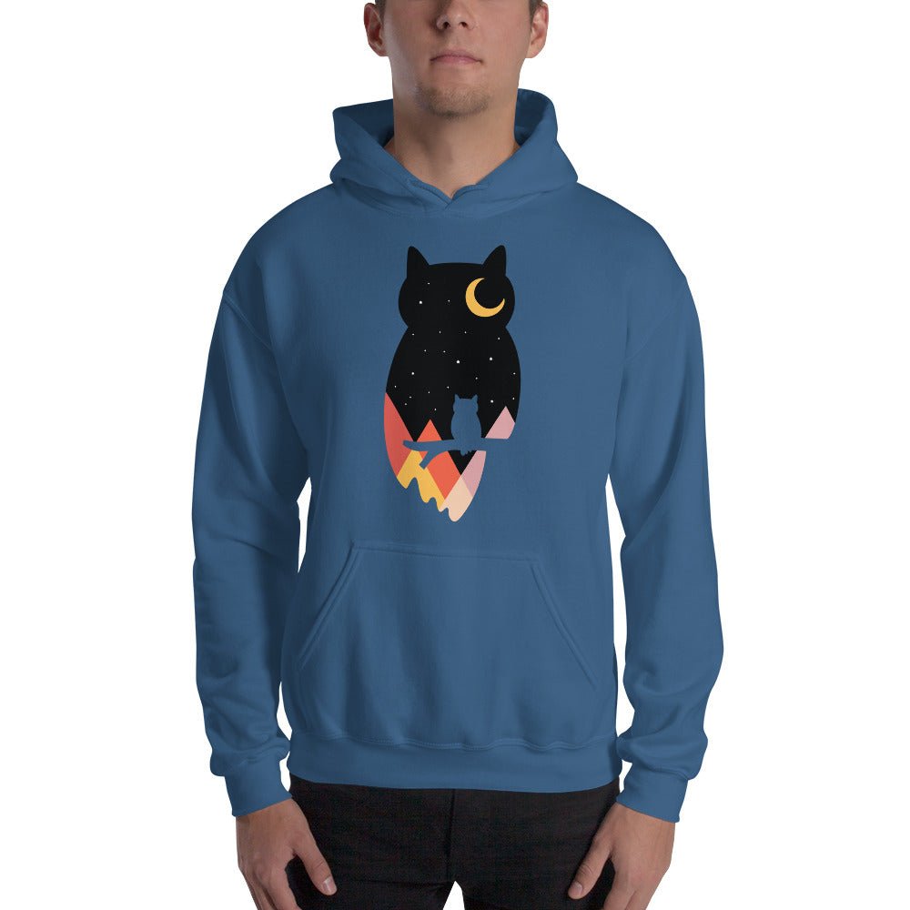 xMountain Moonlight Owl Hoodie, Unisex, lighter blue