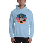 Load image into Gallery viewer, KingWood Sunset Owl Hoodie, Unisex in light blue
